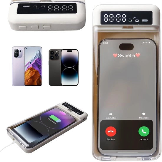 Cassa di Ricarica Telefonica con Timer - Cassetta Telefonica Chiusura Automatica - Cassetta Telefonica per Telefoni Cellulari - Struttura in PVC - Apertura di Emergenza - Interfaccia Facile da Usare - Cassetta Telefonica per Telefoni Cellulari