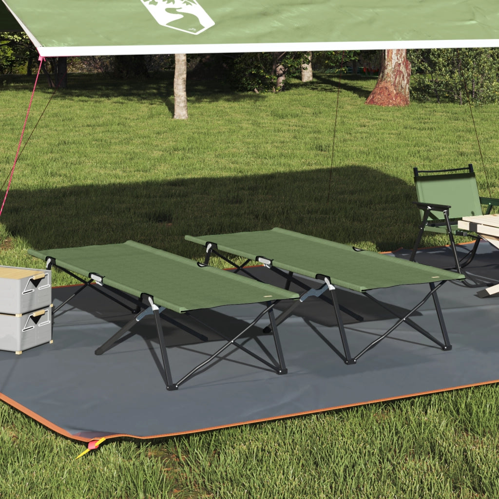 Lettini da Sole con Borse 2 pezzi Verde Militare Tessuto Oxford 600D