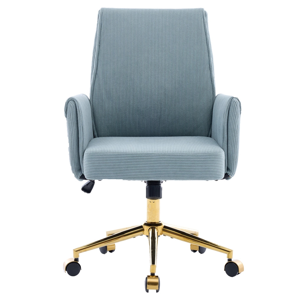 Sedia da ufficio ergonomica blu in velluto a coste
