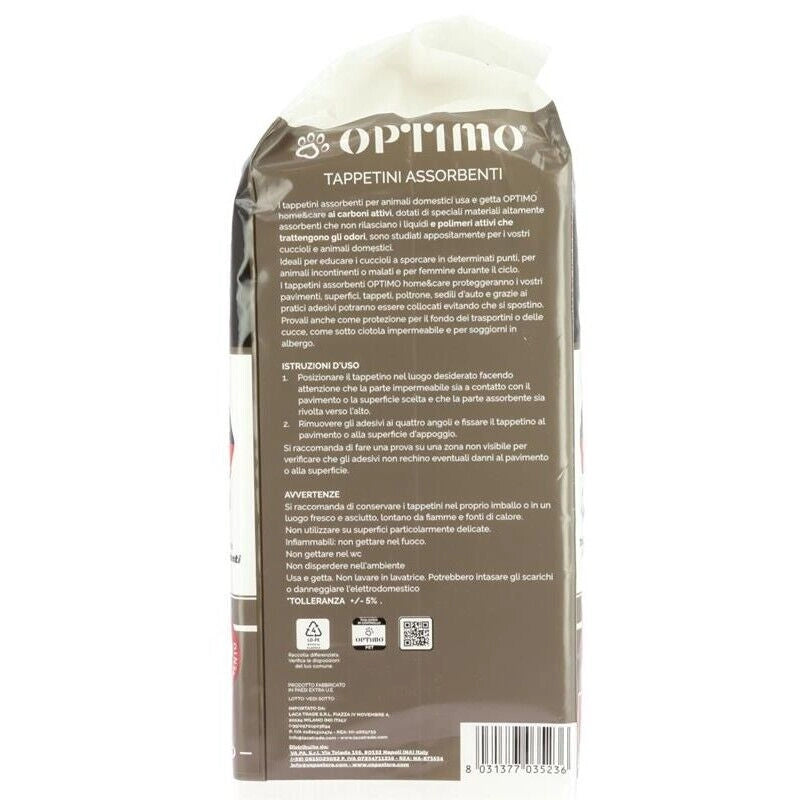 OPTIMO PET TAPPETINO 60X60 CM IN CONFEZIONE DA 30PZ CON CARBONI ATTIVI
