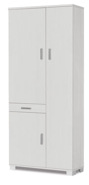 Armadio 3 Ante 1 Cassetto 77x178x34 cm Bianco Fiammato