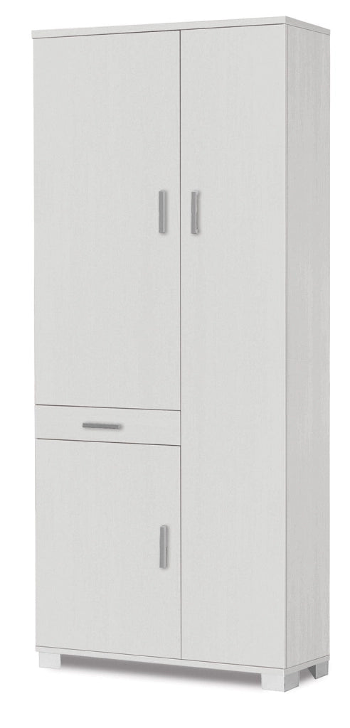 Armadio 3 Ante 1 Cassetto 77x178x34 cm Bianco Fiammato