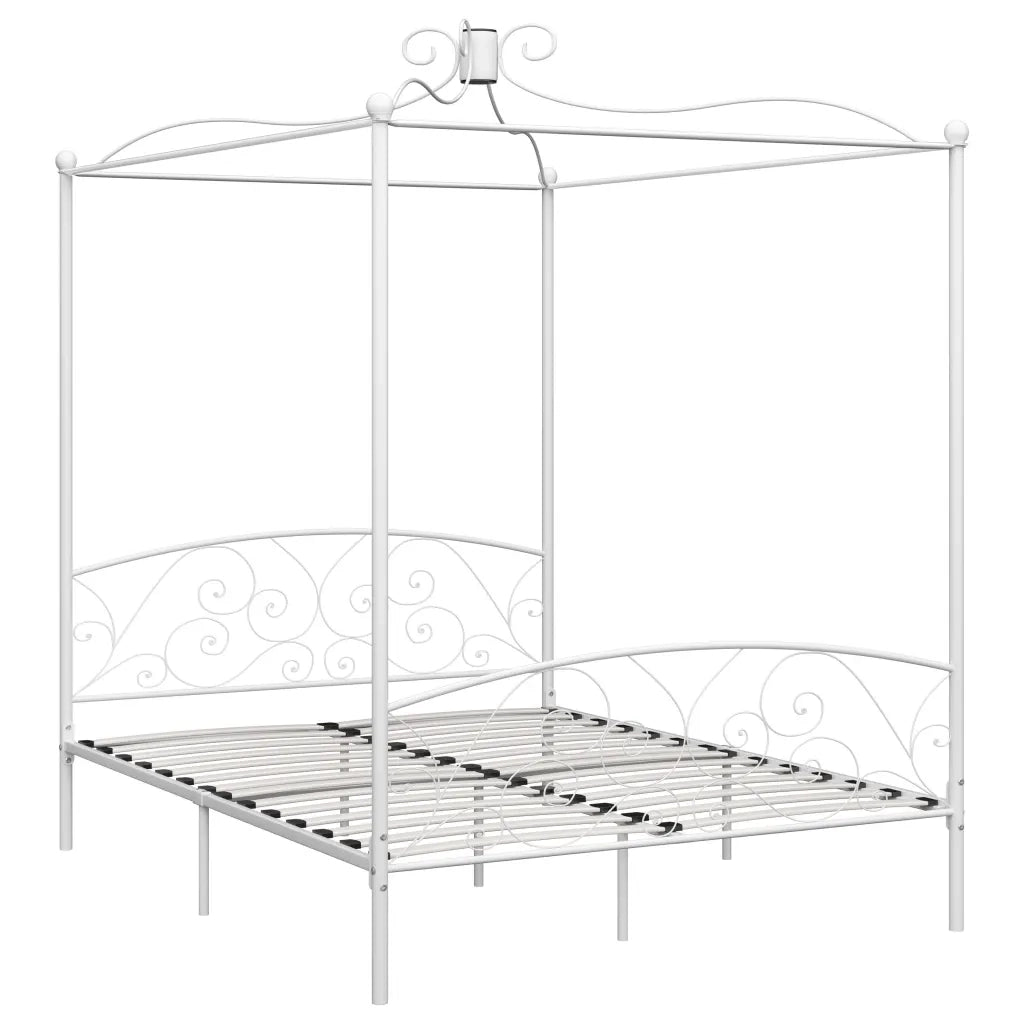 Letto a Baldacchino Bianco in Metallo 160x200 cm cod mxl 64108
