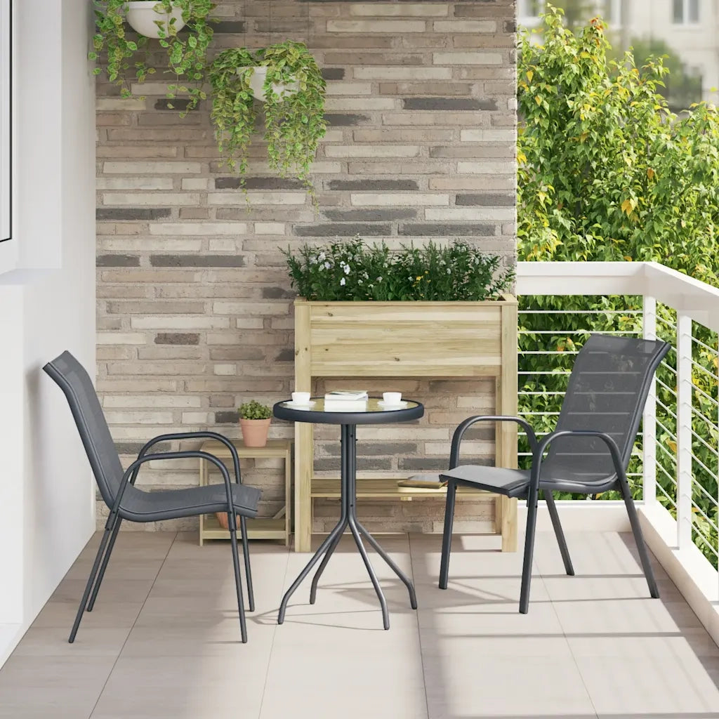 Sedie da Giardino Impilabili 2 pz | Sedie da Esterno in Tessuto Textilene Grigio