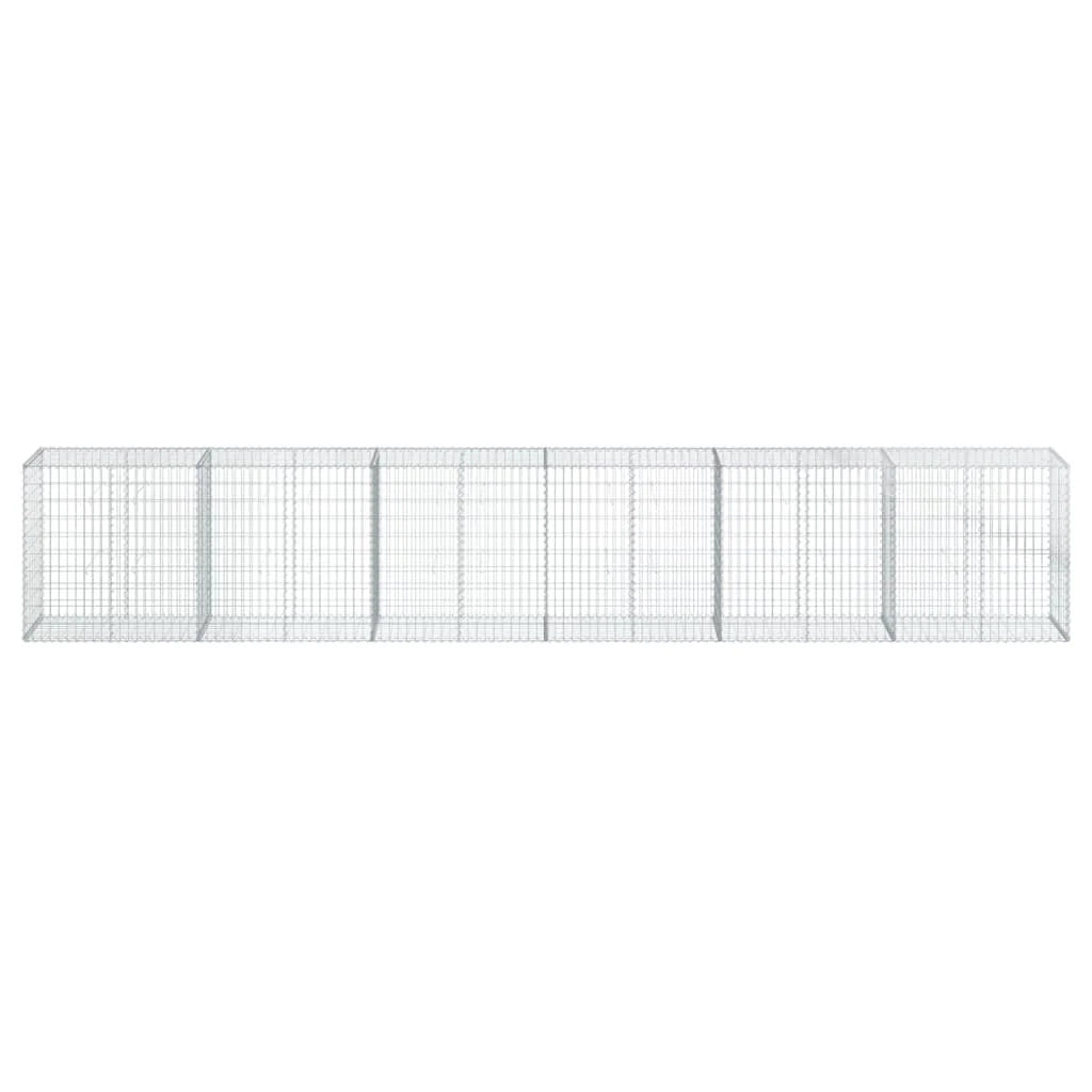 Gabbione recinto a gabbia muro di contenimento con coperchio 600 x 50 x 100 cm ferro zincato argento 02_0040183