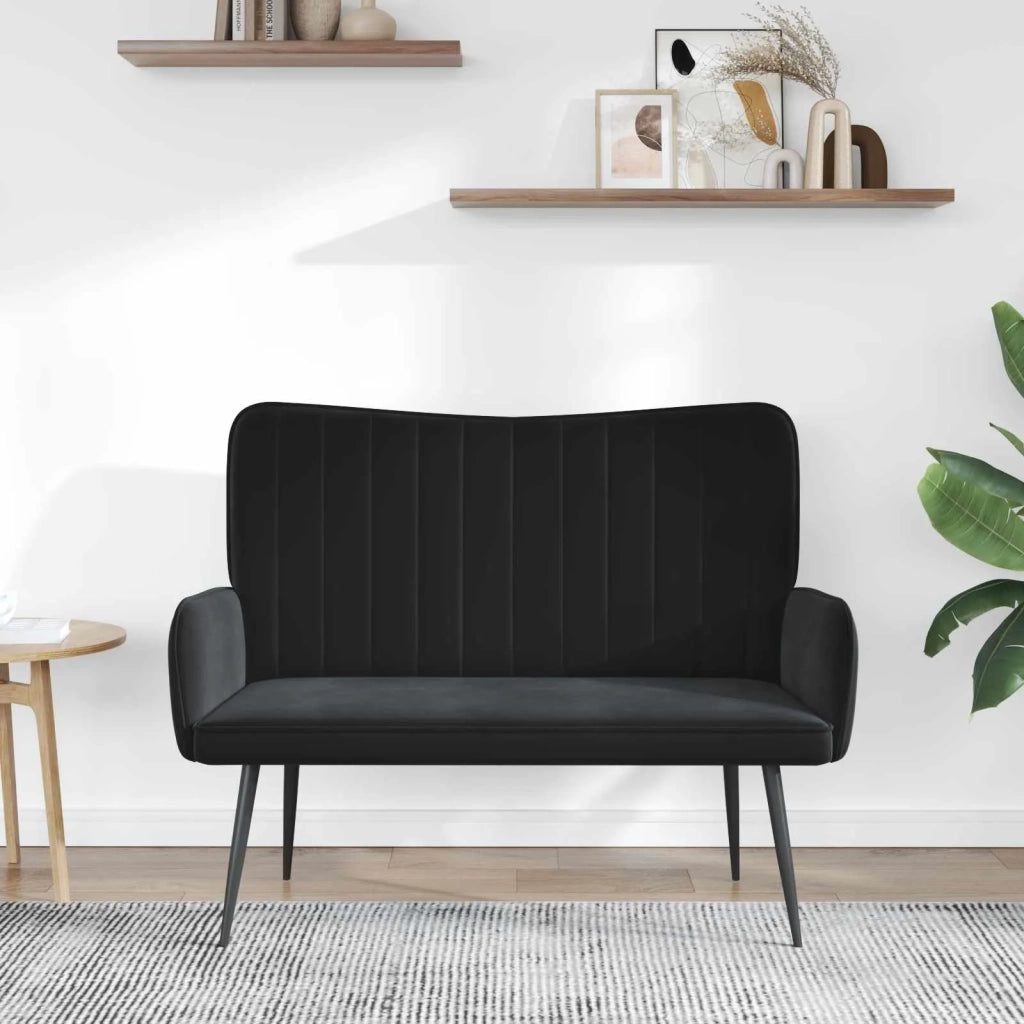 Sofa a Due Posti Nero 115 x 61 x 87 cm Velluto