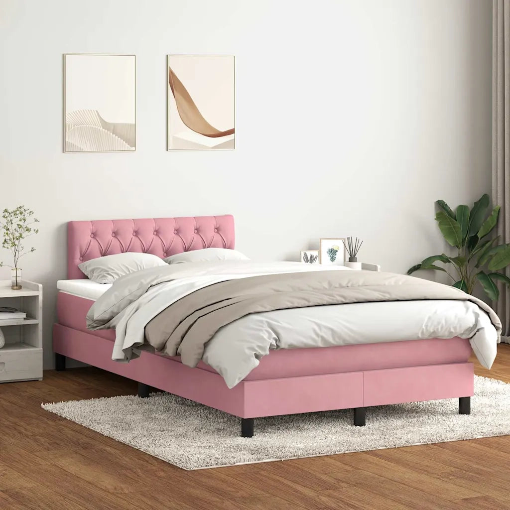 Letto a Molle con Materasso e LED Rosa 120x220 cm in Velluto 3317216