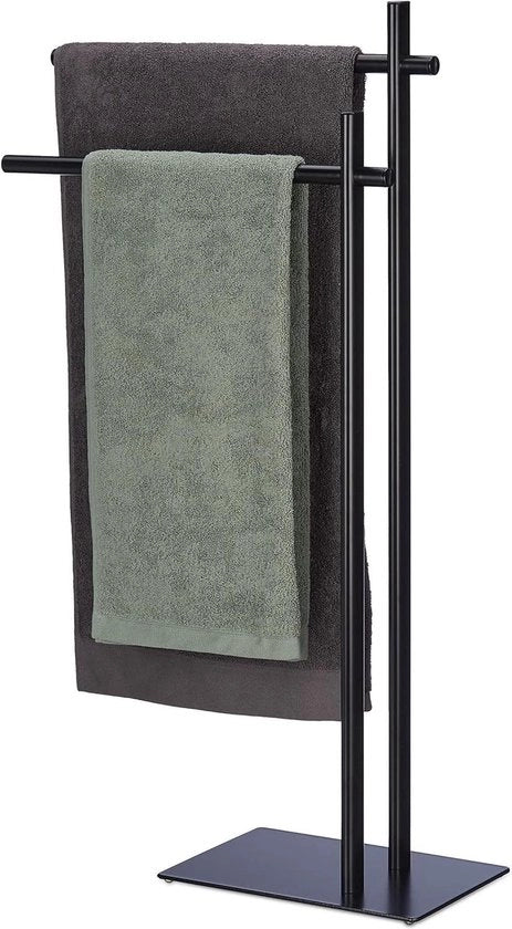 Asciugamano da appendere con 2 braccia - 875 x 51 x 20 cm - nero - per la stanza da bagno