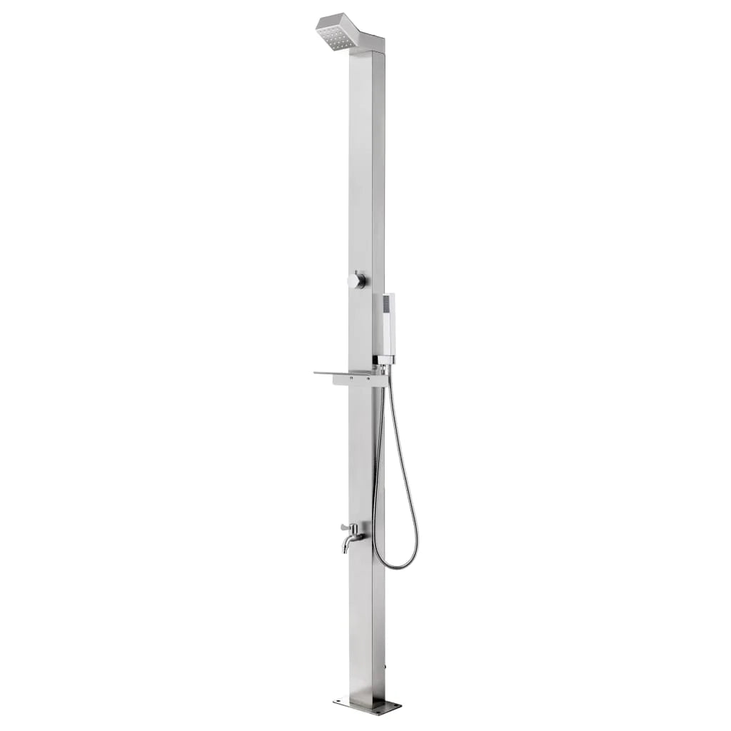 Doccia da giardino con base 225 cm acciaio inox grigio 02_0042049