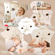 Mobili baby ventosa, mobili da camera per bambini in legno con palloncino ricamato e campanelli e nuvole decorativo, tavolo da lettino, gioco 3D di appoggio Mobili da camera, regali per lettini per bambini maschi e femmine