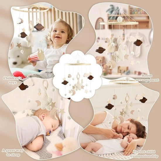 Mobili baby ventosa, mobili da camera per bambini in legno con palloncino ricamato e campanelli e nuvole decorativo, tavolo da lettino, gioco 3D di appoggio Mobili da camera, regali per lettini per bambini maschi e femmine