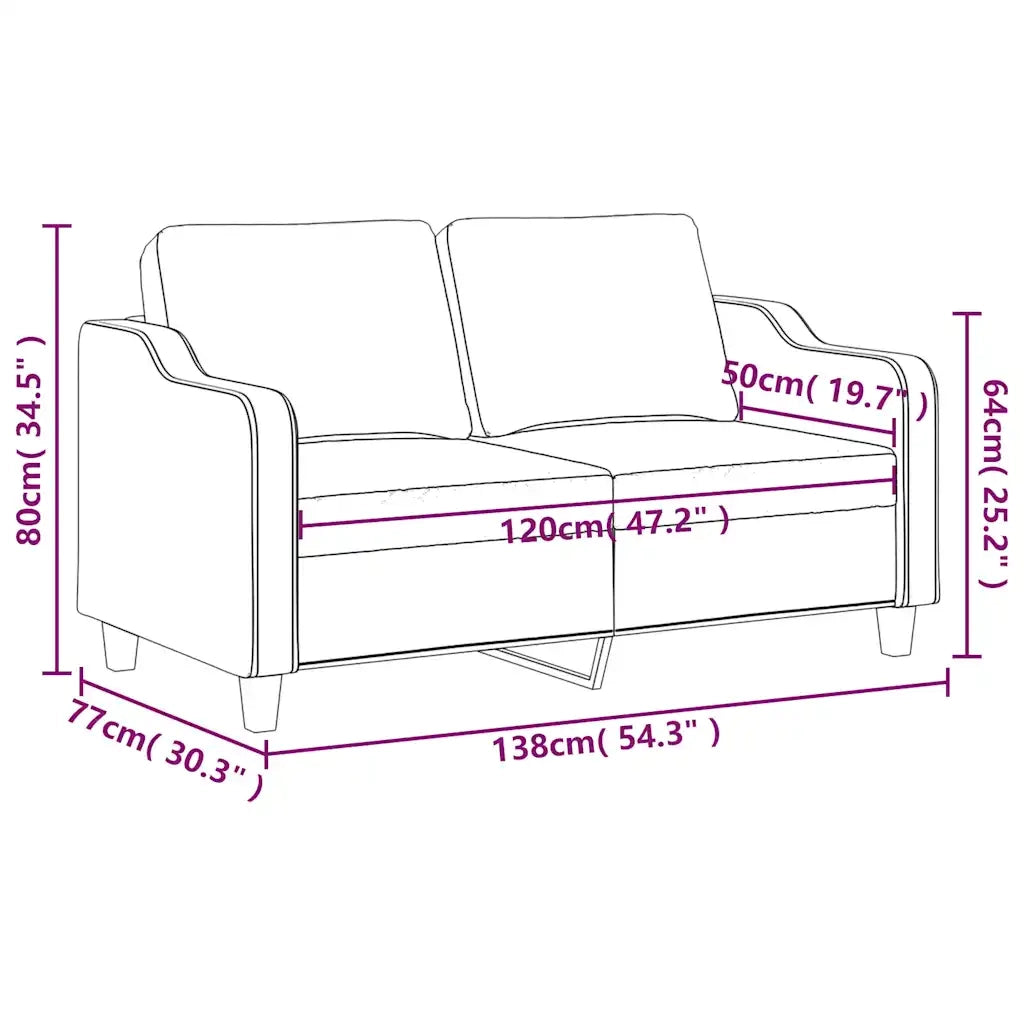 Divano a 2 Posti-Sofa 2 Posti Crema 120 cm in Tessuto 427463