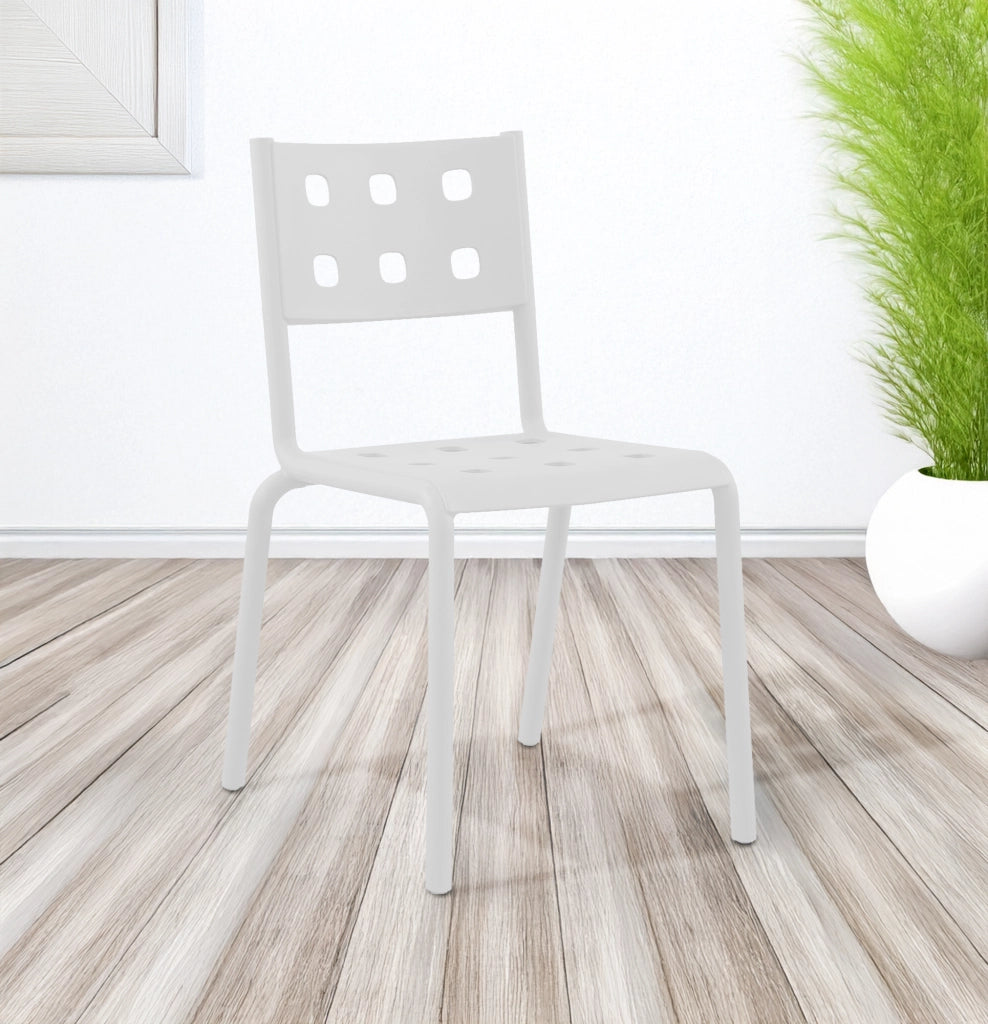Set 4 Sedie In Polipropilene e Fibra Di Vetro Sedia Cucina Trattamento Uv Antiscolorimento Giardino Interno Esterno Moderne Robuste Resistenti Seduta Terrazzo Soggiorno Bar Ristorante Impilabili Zoe-Bianco