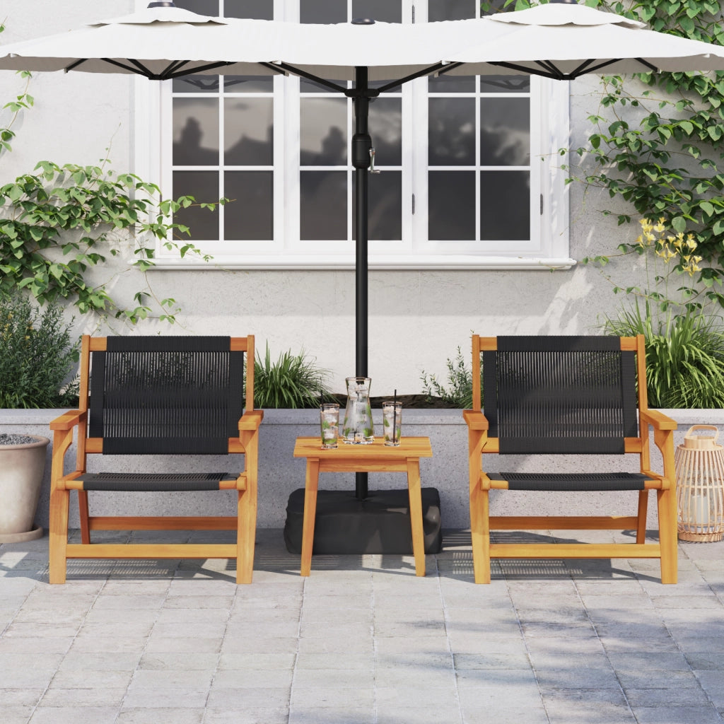 Set di sedie da giardino 2 pcs nere 67x77x73 cm legno massello di acacia