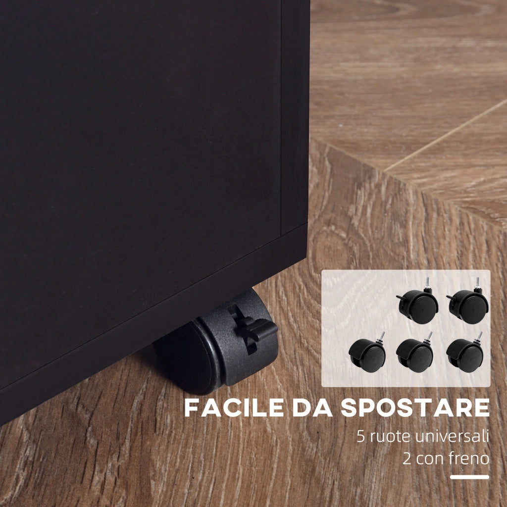 Cassettiera a rotelle per ufficio ¨C zephmum ¨C nero, legno, 100x40x71cm