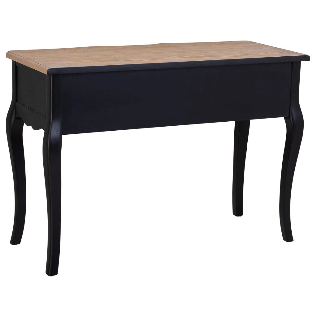 Console in legno laccato nero invecchiato con 3 cassetti 115x50x80h cm
