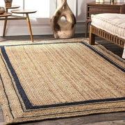 Tappeto in juta mano artigianale con linee nere - 150 x 240 cm