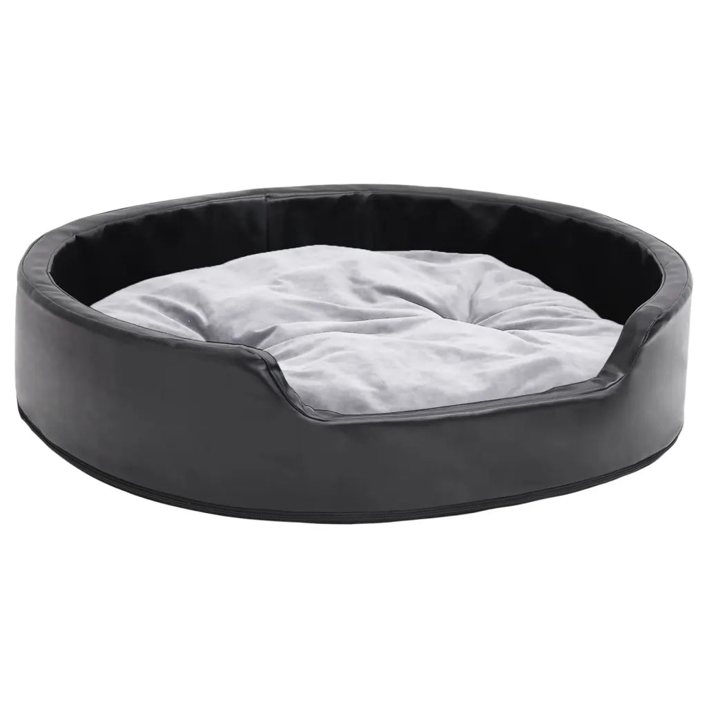 Lettino per Cani Nero e Grigio 79x70x19 cm Peluche e Similpelle cod mxl 53971