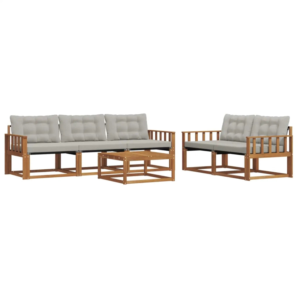 Set di divani da esterno 6 pcs Grigio Naturale e Chiaro 3369190