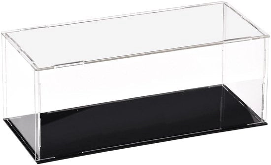 Cassa Display Transparente - 25 x 10 x 10 cm - Organizzatore - Standard - Protezione Antipolvere - Base Nera - Vetrina