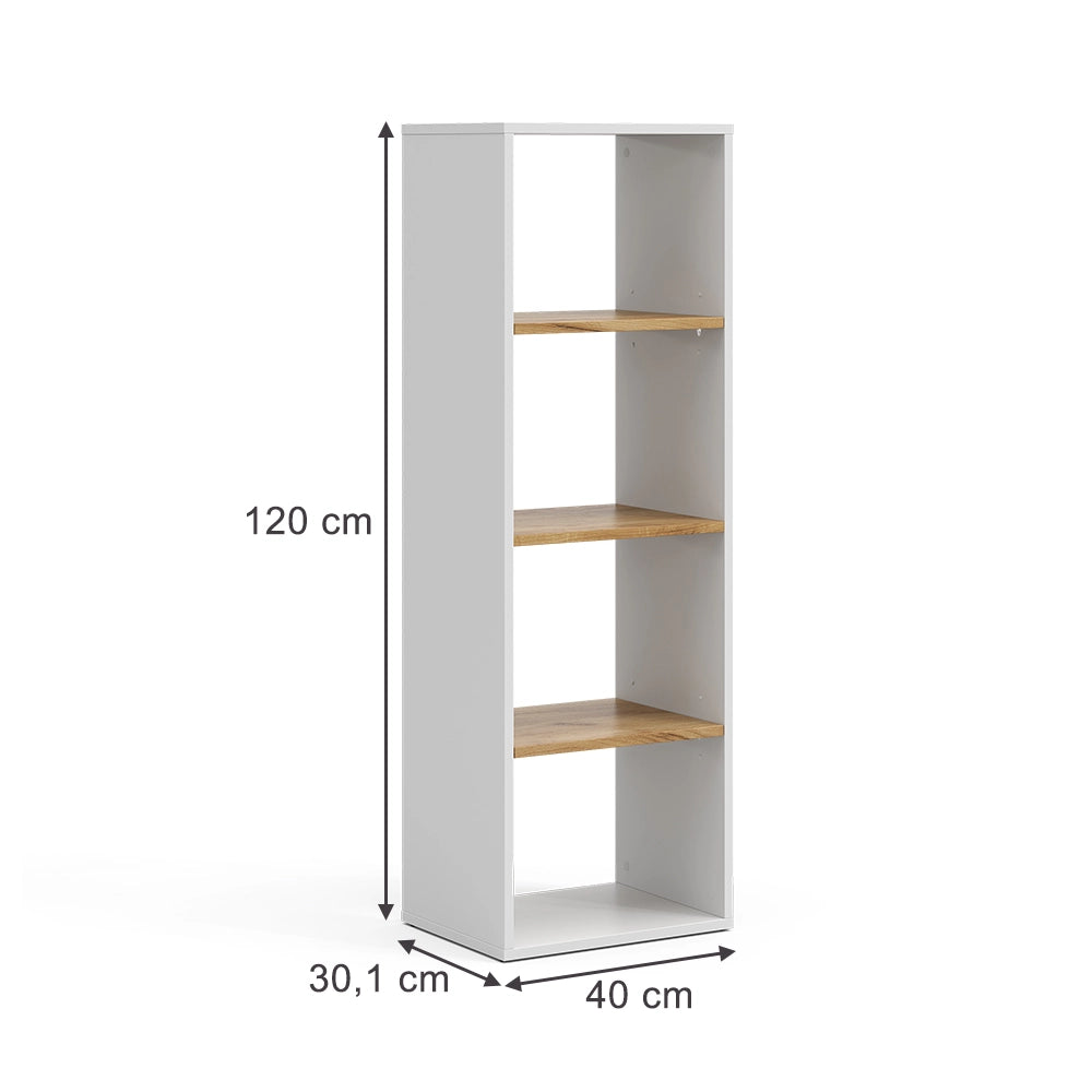 Vicco Scaffale Rovere bianco/dorato 40 x 120 cm 4 scomparti