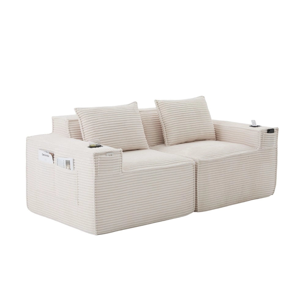 Divano 2 posti ¨C Minimal ¨C in tessuto con tasche laterali e portabibite
