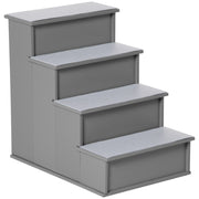 Scala per Animali Domestici a 4 Gradini in MDF con Tappetini Antiscivolo, Grigio, 40 x 59 x 54,2 cm