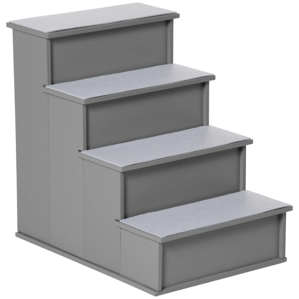 Scala per Animali Domestici a 4 Gradini in MDF con Tappetini Antiscivolo, Grigio, 40 x 59 x 54,2 cm