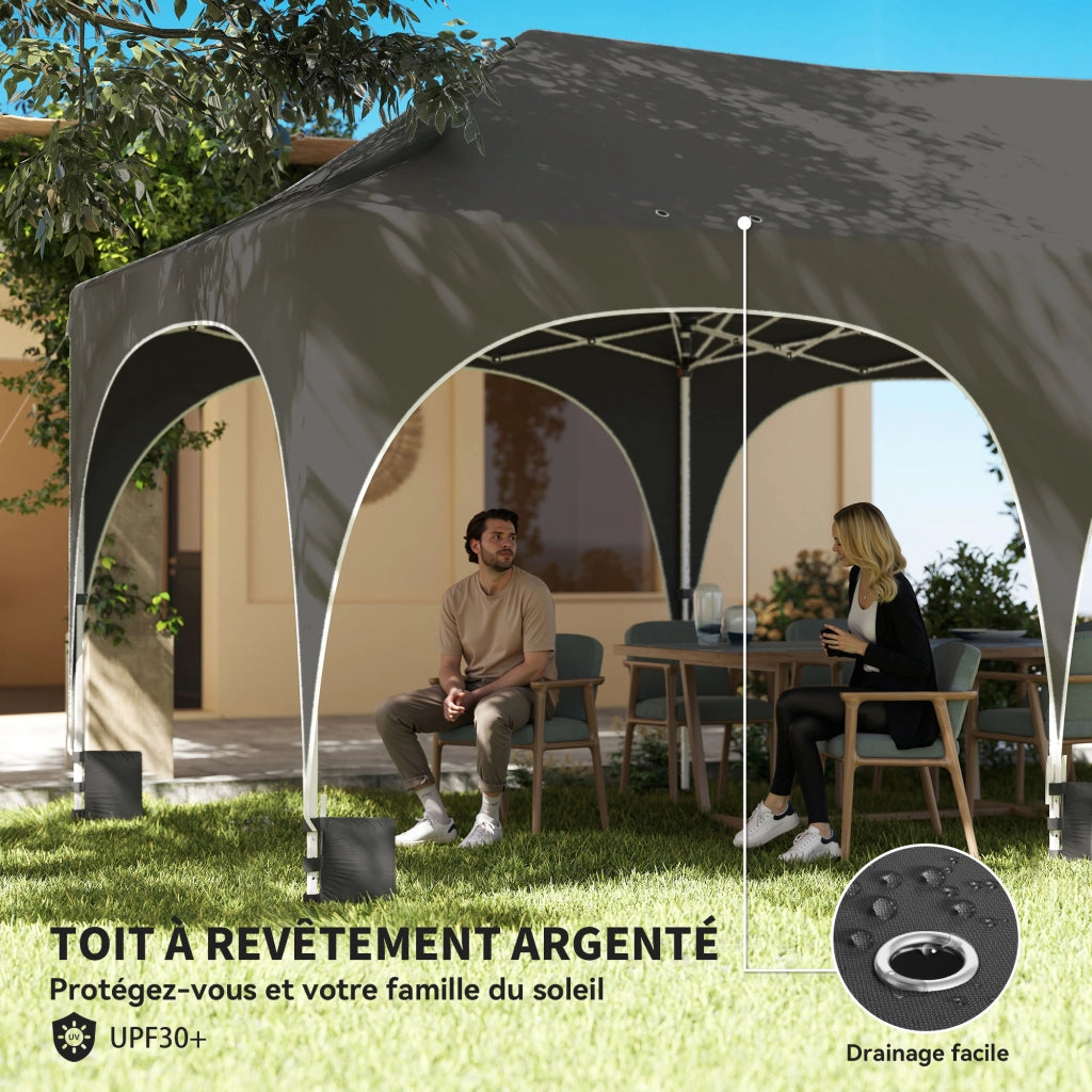 Tenda da giardino pieghevole impermeabile 3x6m ¨C zephmum ¨C grigio con 6 pareti laterali