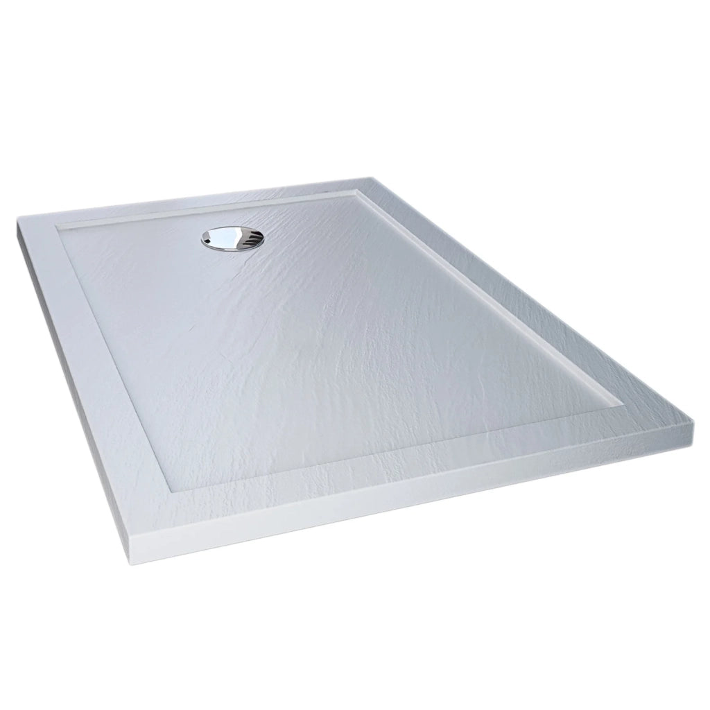 Piatto Doccia Slim 70x170x4 cm Rettangolare Acrilico Bordato Bianco Effetto Pietra mod. Flower