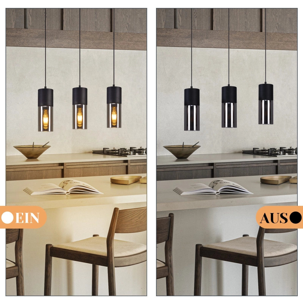 Lampada a sospensione ZMH per tavolo da pranzo E27 - moderna lampada a sospensione a LED orientabile a 3 luci