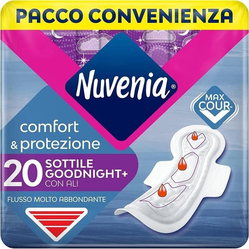 NUVENIA ASSORBENTI ULTRA GOOD NIGHT CON ALI IN CONFEZIONE DA 20 PEZZI