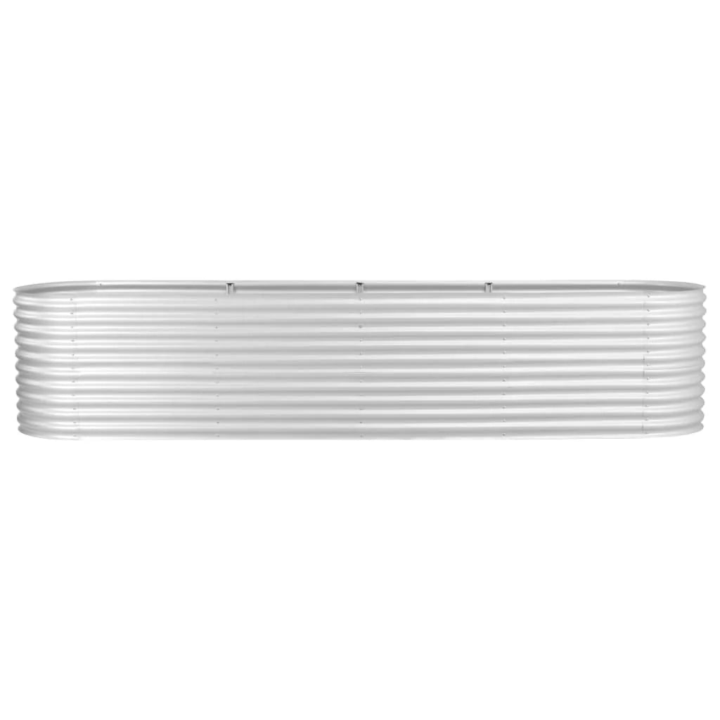 Fioriera rialzata per piante e fiori giardino 400 x 80 x 81 cm acciaio zincato argento 02_0001052