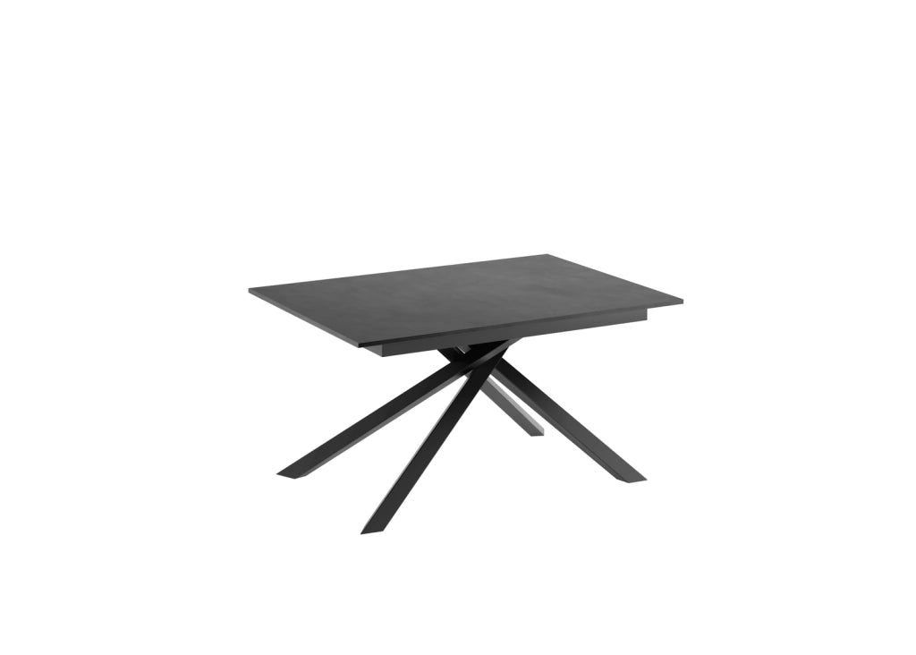 Tavolo Allungabile Pulse 25 Top in Melaminico Cemento Grigio Opaco Struttura in Metallo Nero - Dimensioni 140-190 x 90 x 76 cm
