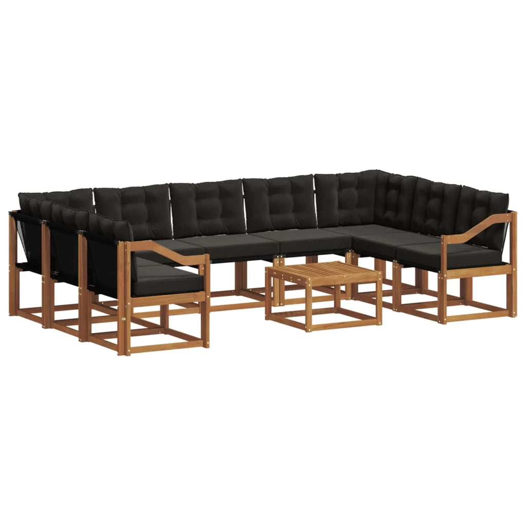 Set di divani da esterno con cuscino 10 pcs Naturale e Nero 3369083