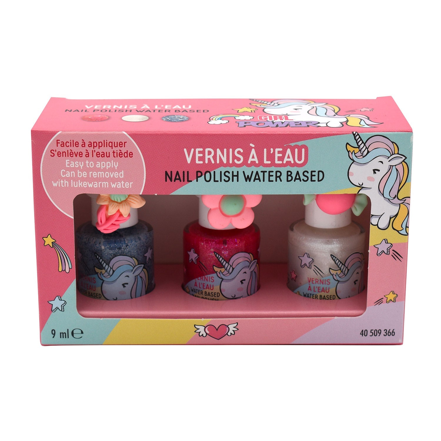 Box 3 Smalti Unicorno per Bambini a Base d’Acqua 9 ml Profumazione Rosa