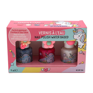 Box 3 Smalti Unicorno per Bambini a Base d’Acqua 9 ml Profumazione Rosa