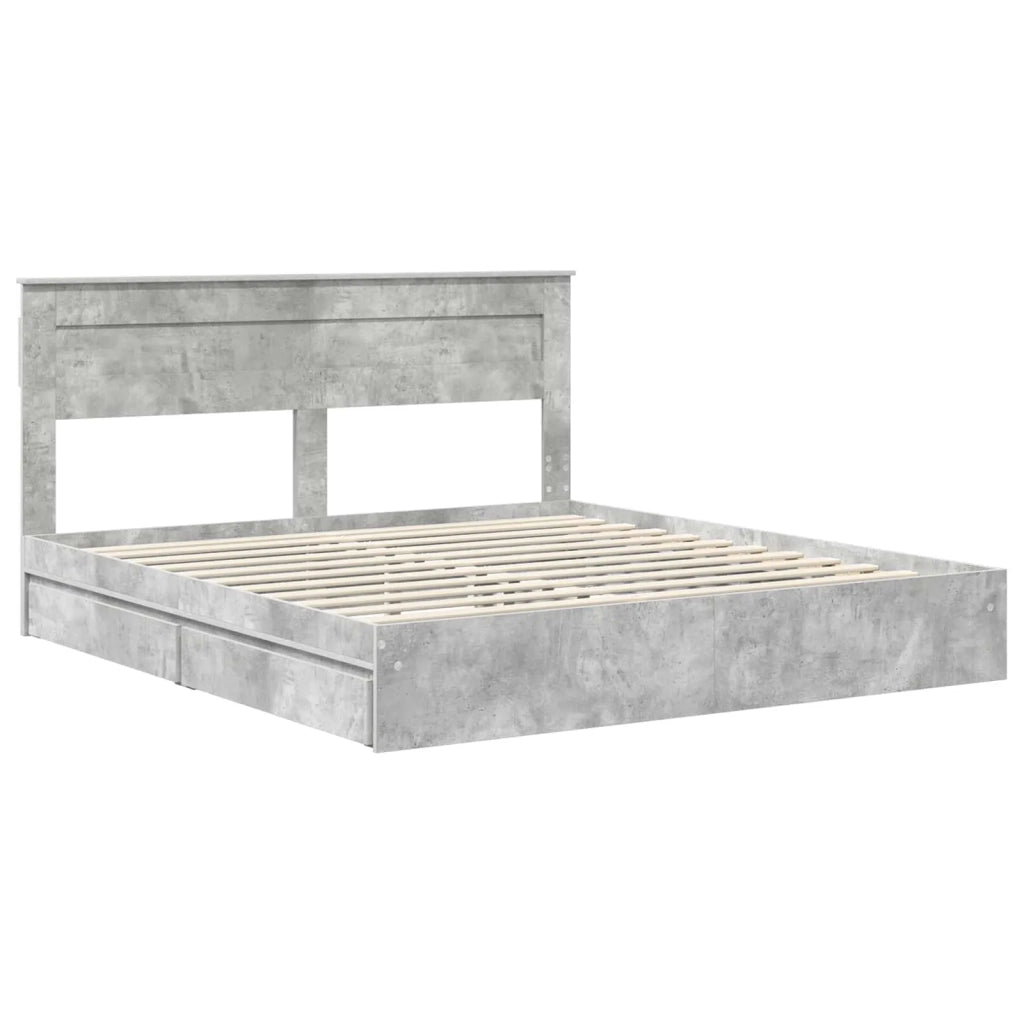 Letto con Contenitore con testiera Grigio cemento 200 x 200 cm