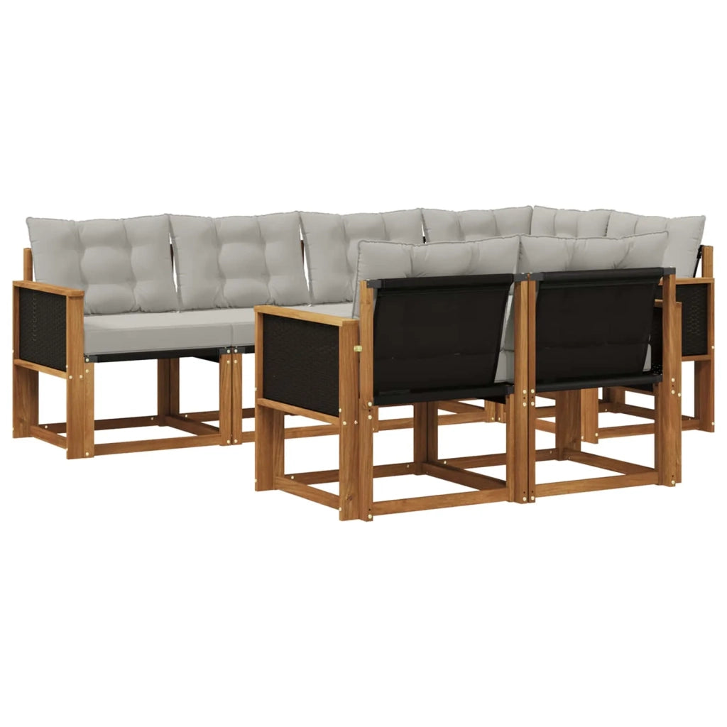 Set di divani da esterno 7 pz Naturale e Grigio Chiaro 3382007