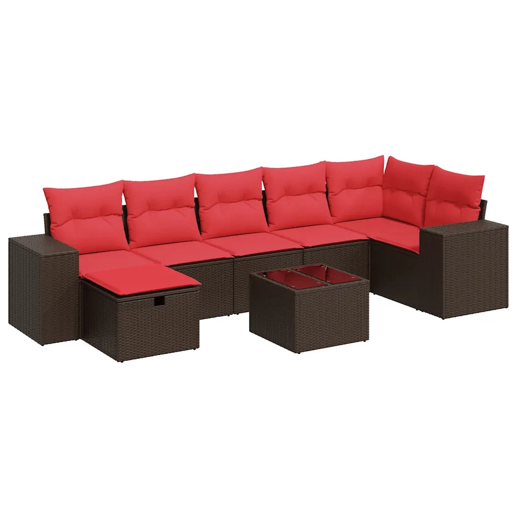 vidaXL Set Divani da Giardino 8 pz con Cuscini Marrone in Polyrattan