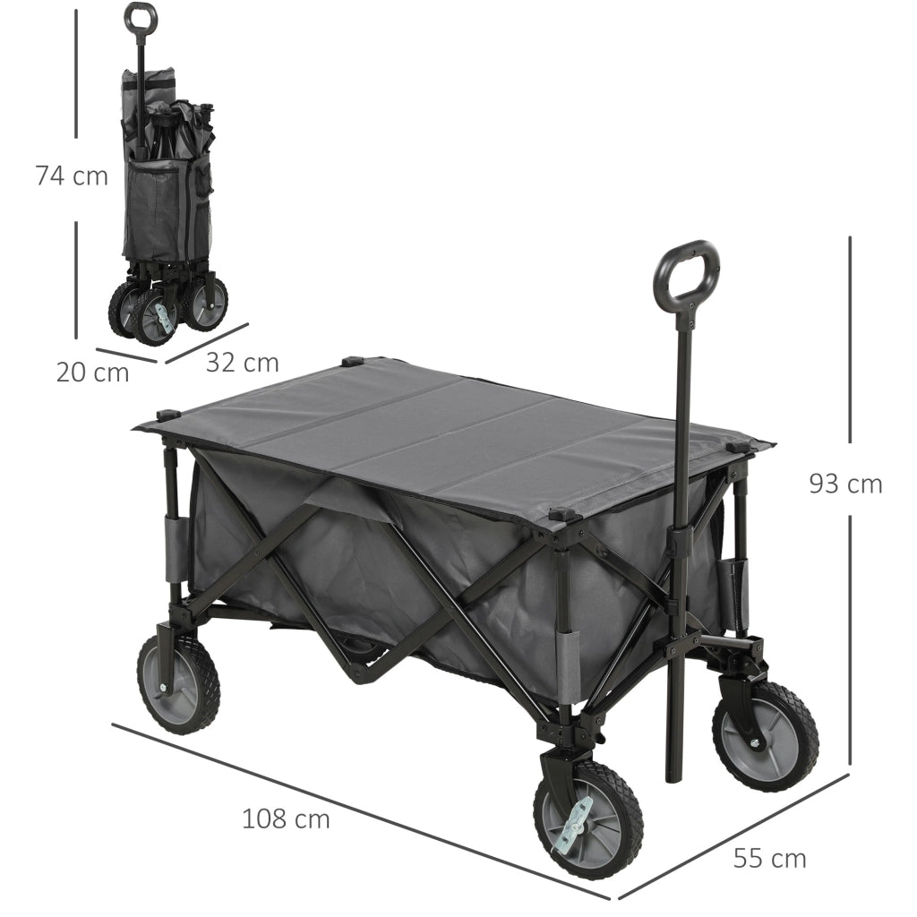 Carrello da giardino pieghevole ¨C zephmum ¨C grigio scuro 108x55x93 cm