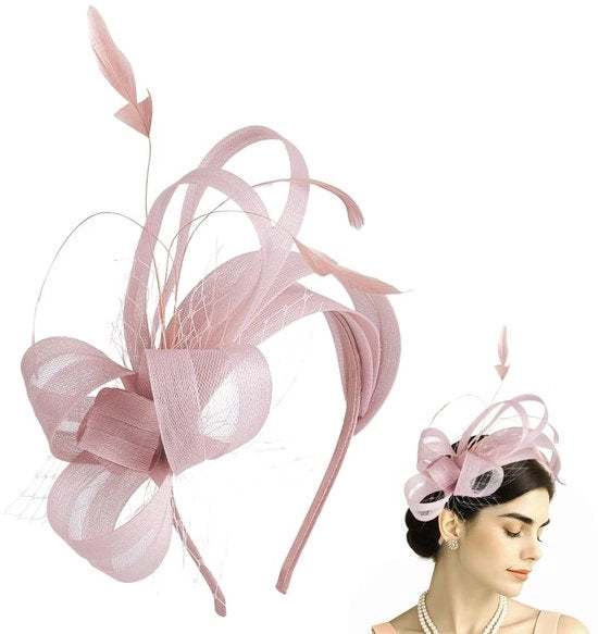 Fascinatore per donne - Cappello vintage - Fascia per capelli con elastico - Accessorio per matrimoni/riunioni di nozze/cerimonie - Abbigliamento da festa - Dimensioni 125x155 mm
