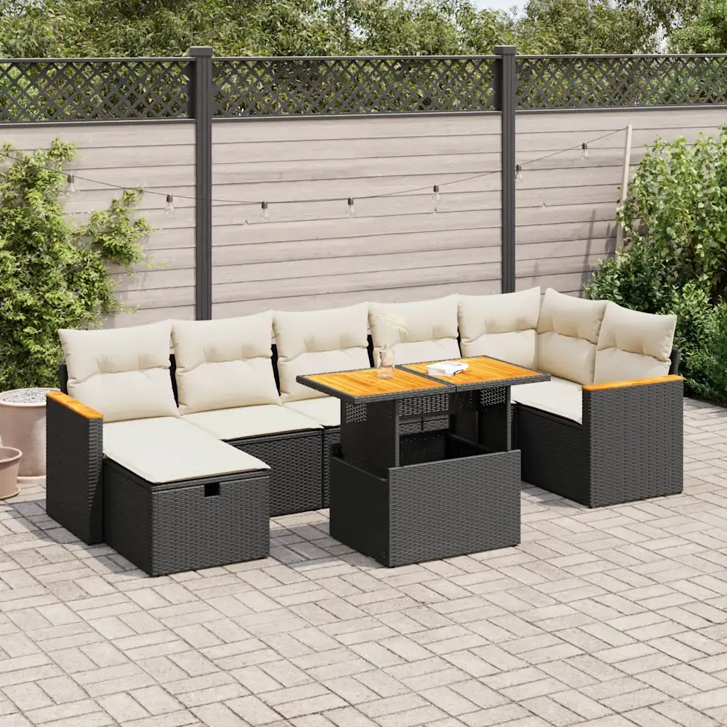 Set Divani da Giardino 5 pz con Cuscini in Polyrattan Nero 3328120