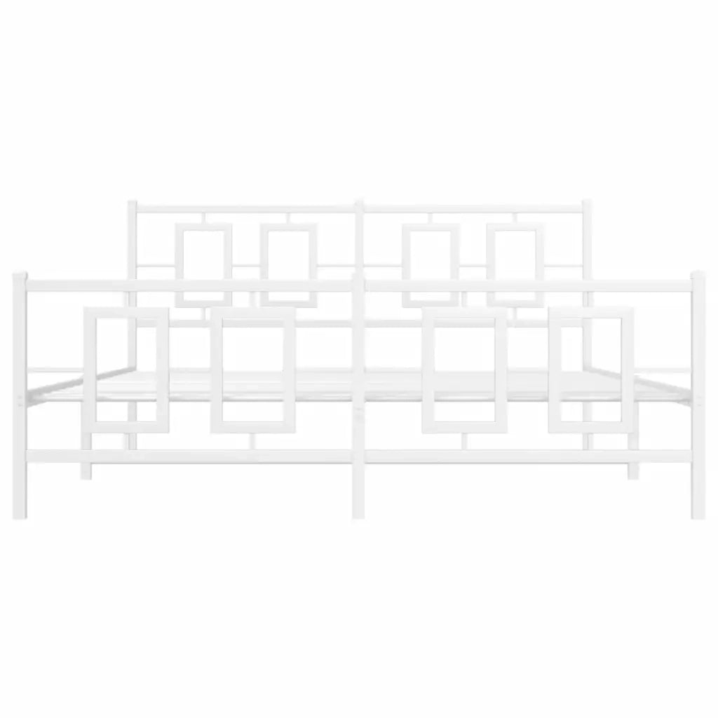 Giroletto con Testiera e Pediera-Struttura Letto Metallo Bianco 150x200 cm 412053