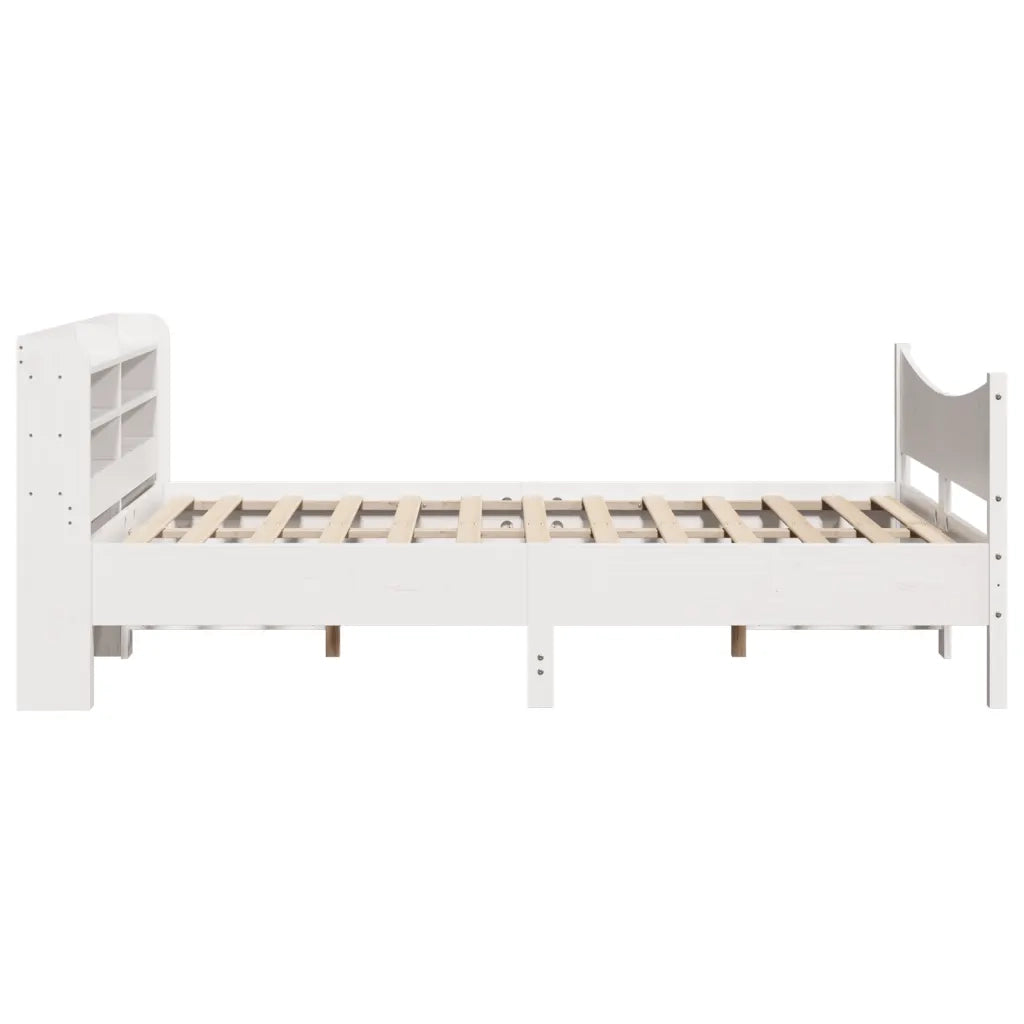 Giroletto con Testiera Bianco 160x200 cm Legno Massello di Pino 3307039
