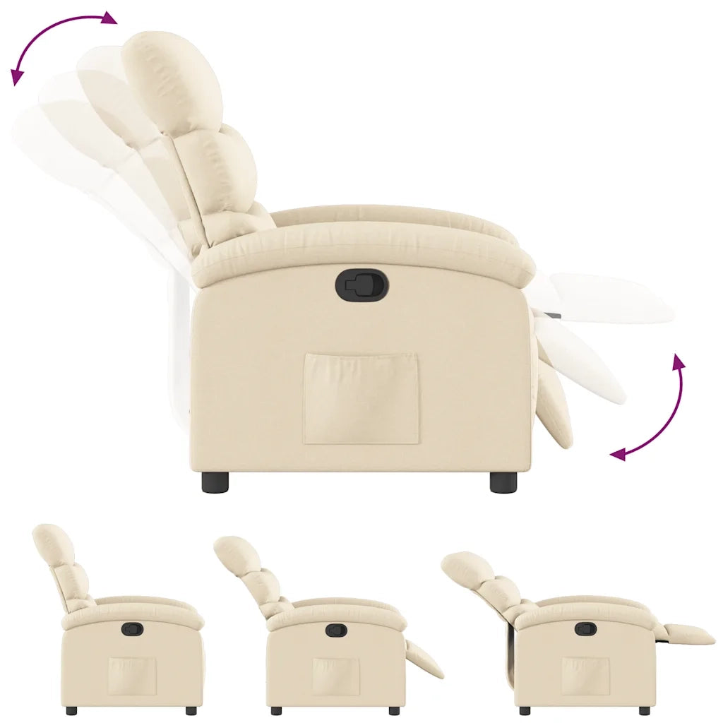 Divano Sedia-Poltrona Reclinabile in Tessuto Crema 841821