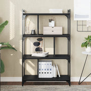 Libreria-Scaffale per Libri-Mobile di Stoccaggio Nera 4 Ripiani 76x32x123 cm Legno Multistrato