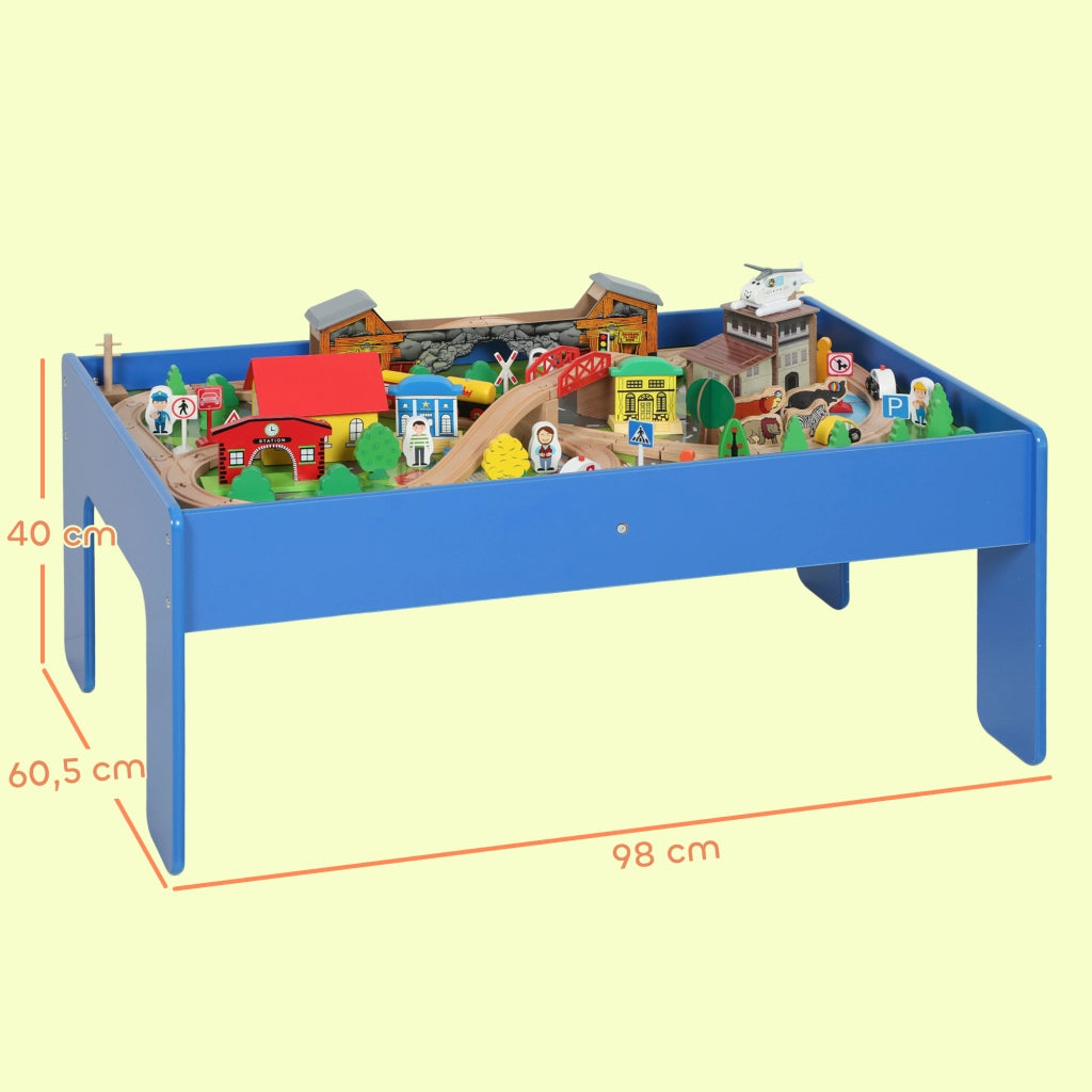 Tavolo da gioco bambini ¨C zephmum ¨C blu, legno, 98x60,5x40 cm