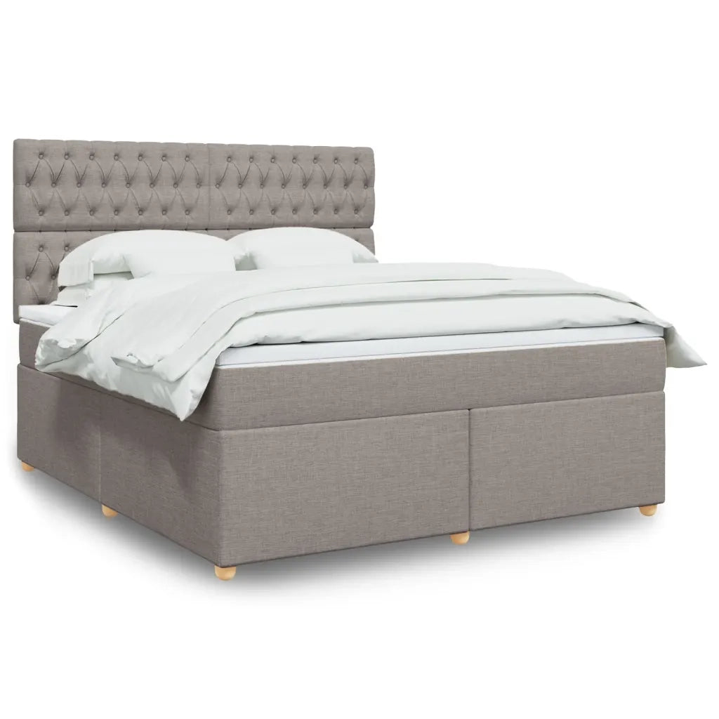 vidaXL Giroletto a Molle con Materasso Tortora 180x200 cm in Tessuto