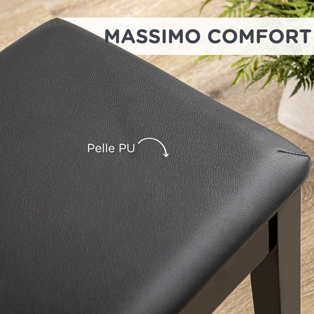 Sgabello per Pianoforte con Contenitore 75x35x49cm  in Legno e Finta Pelle Nero